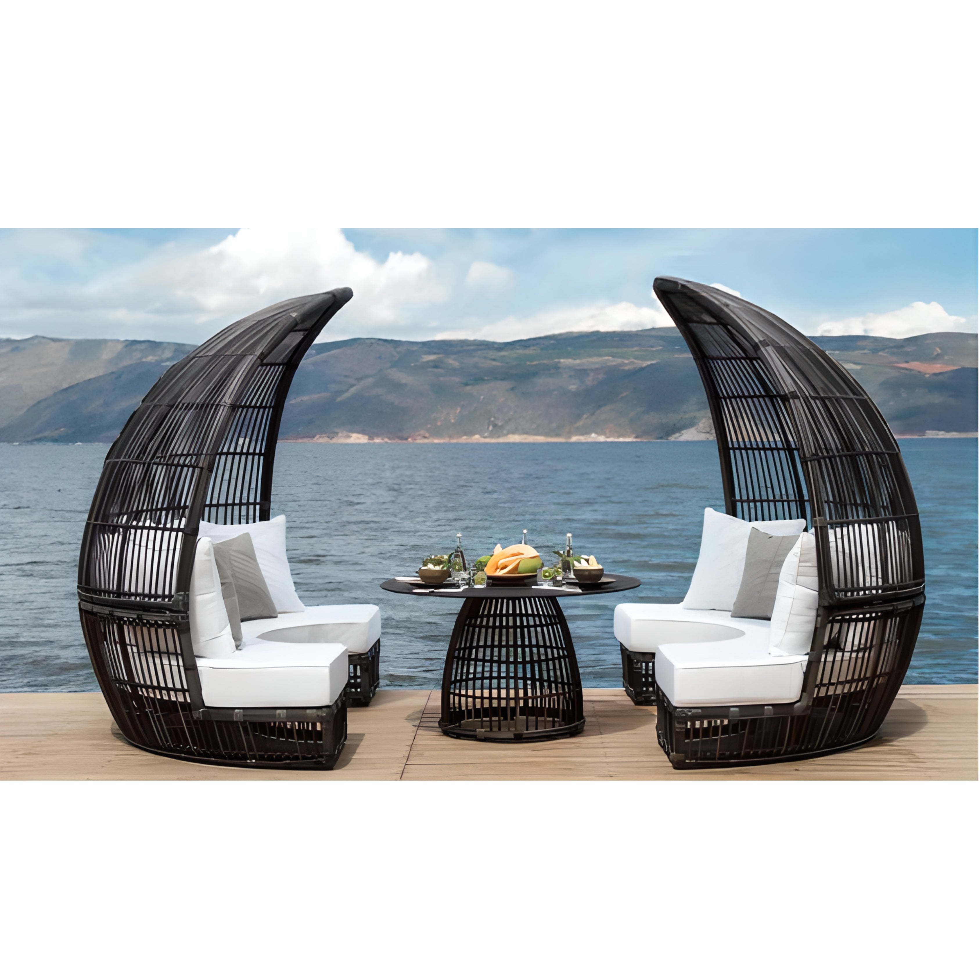 Cabana Set With Glass Table And Cushions